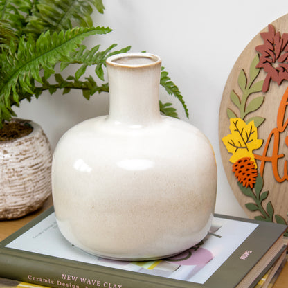 Reactive Off White Glaze Wide Bottle Vase