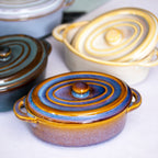 Set Of 4 Oval Reactive Glaze Mini Casserole Dishes