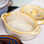 Set Of 4 Oval Reactive Glaze Mini Casserole Dishes