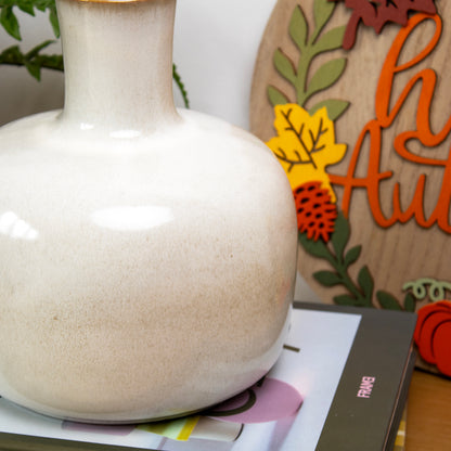 Reactive Off White Glaze Wide Bottle Vase