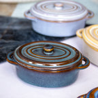 Set Of 4 Oval Reactive Glaze Mini Casserole Dishes