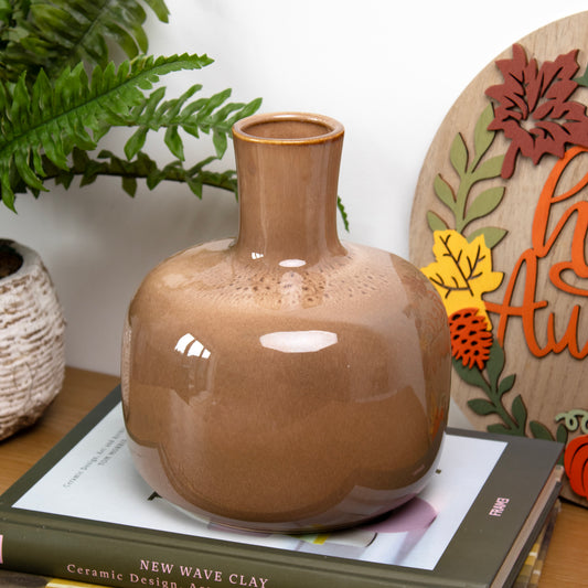 Reactive Brown Glaze Wide Bottle Vase