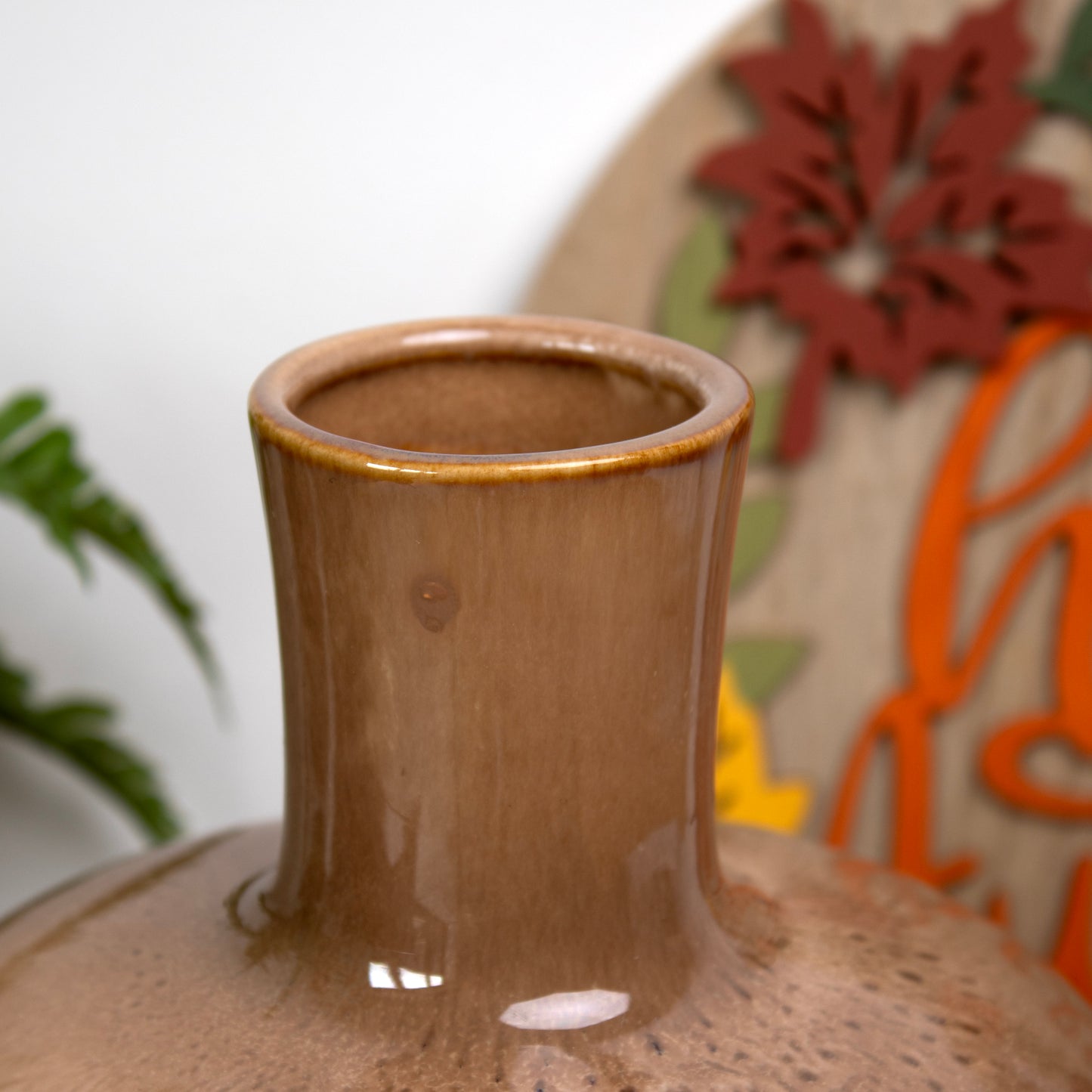 Reactive Brown Glaze Wide Bottle Vase