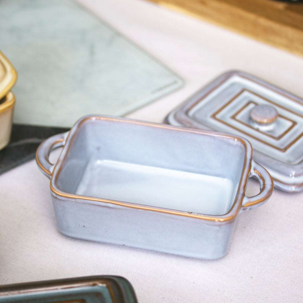 Set Of 4 Rectangle Reactive Glaze Mini Casserole Dishes