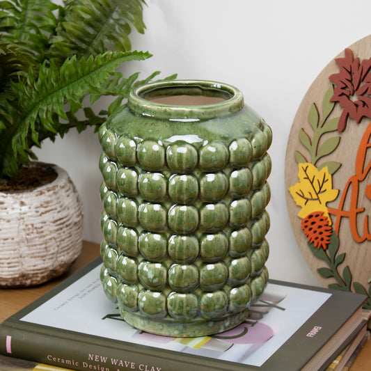 Green Crackle Ceramic Bobble Vase