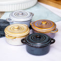 Set Of 4 Round Reactive Glaze Mini Casserole Dishes