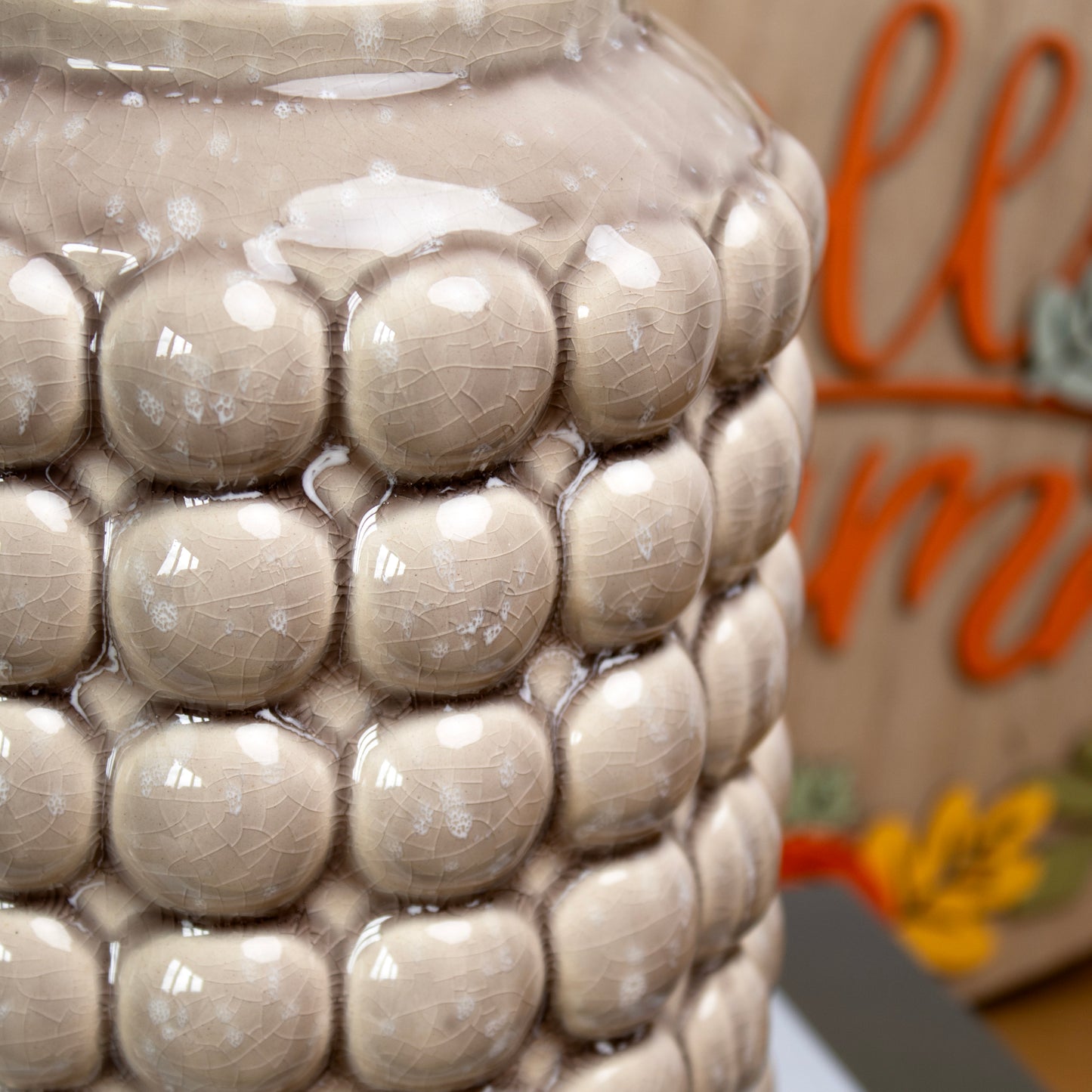 Taupe Crackle Ceramic Bobble Vase