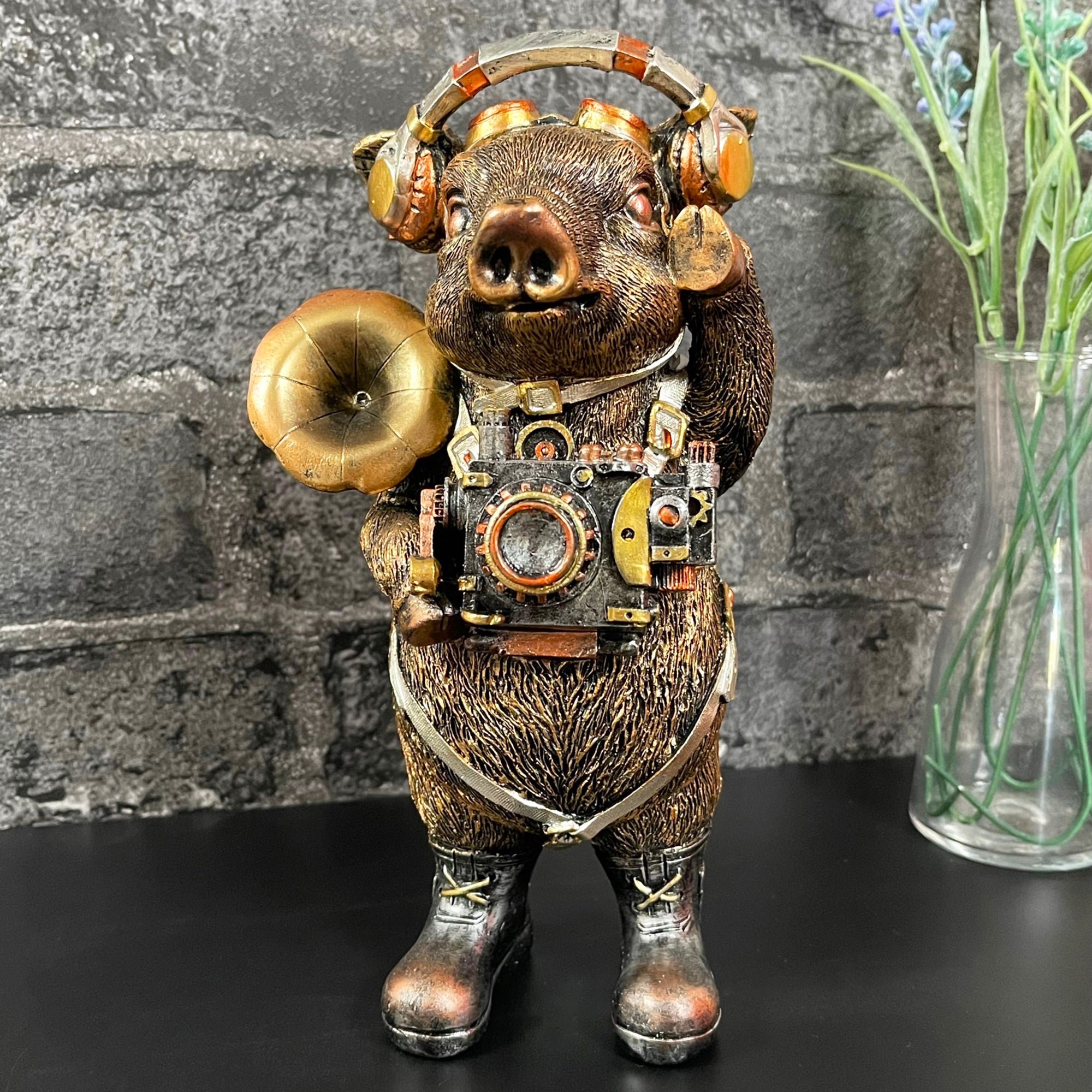 Goldenes Steampunk-Schwein-Ornament