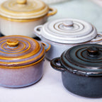 Set Of 4 Round Reactive Glaze Mini Casserole Dishes