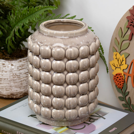 Taupe Crackle Ceramic Bobble Vase