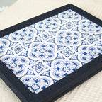Textured Faux Leather Mediterranean Tile Cushioned Laptray