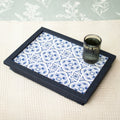 Textured Faux Leather Mediterranean Tile Cushioned Laptray
