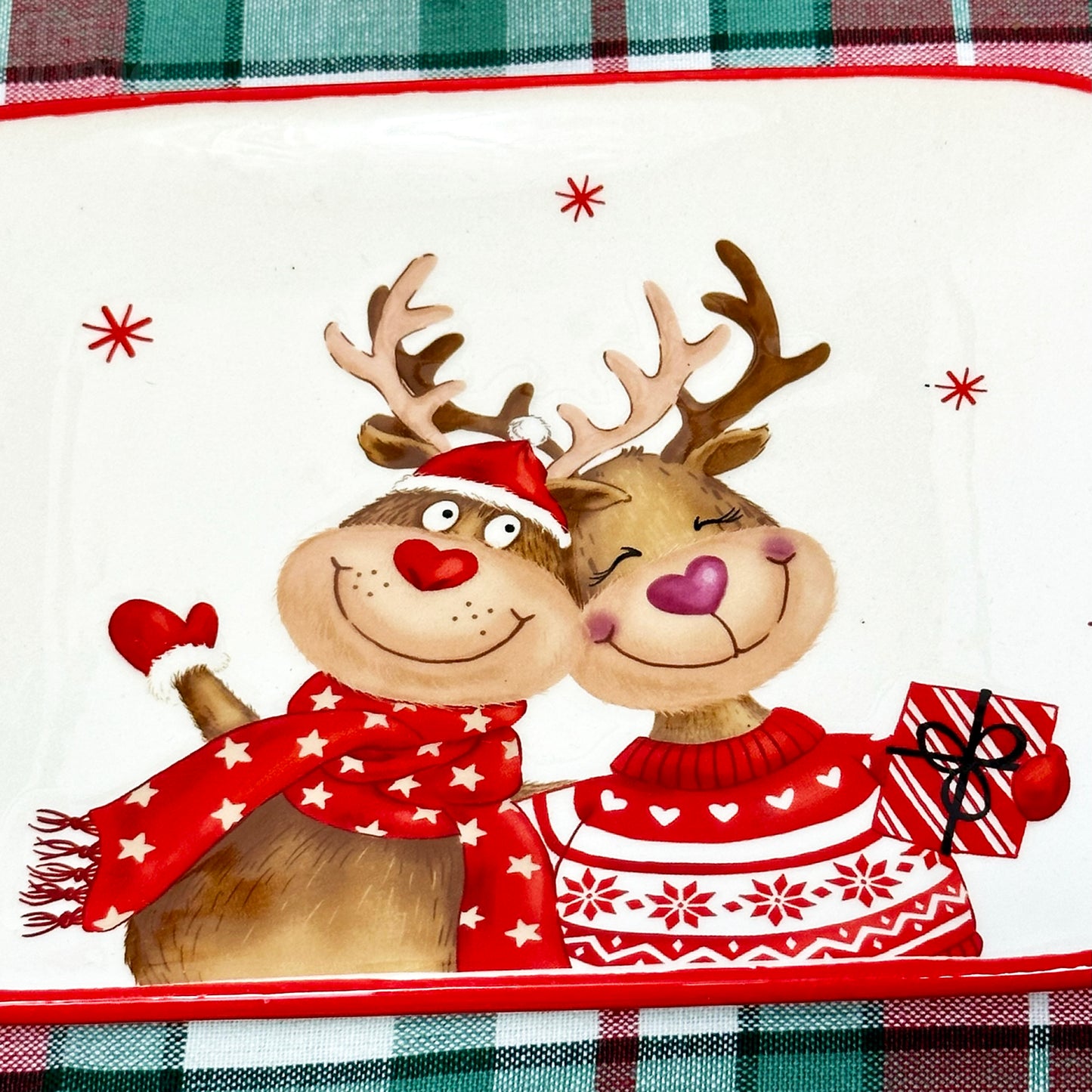 Ceramic Red Reindeer Platter