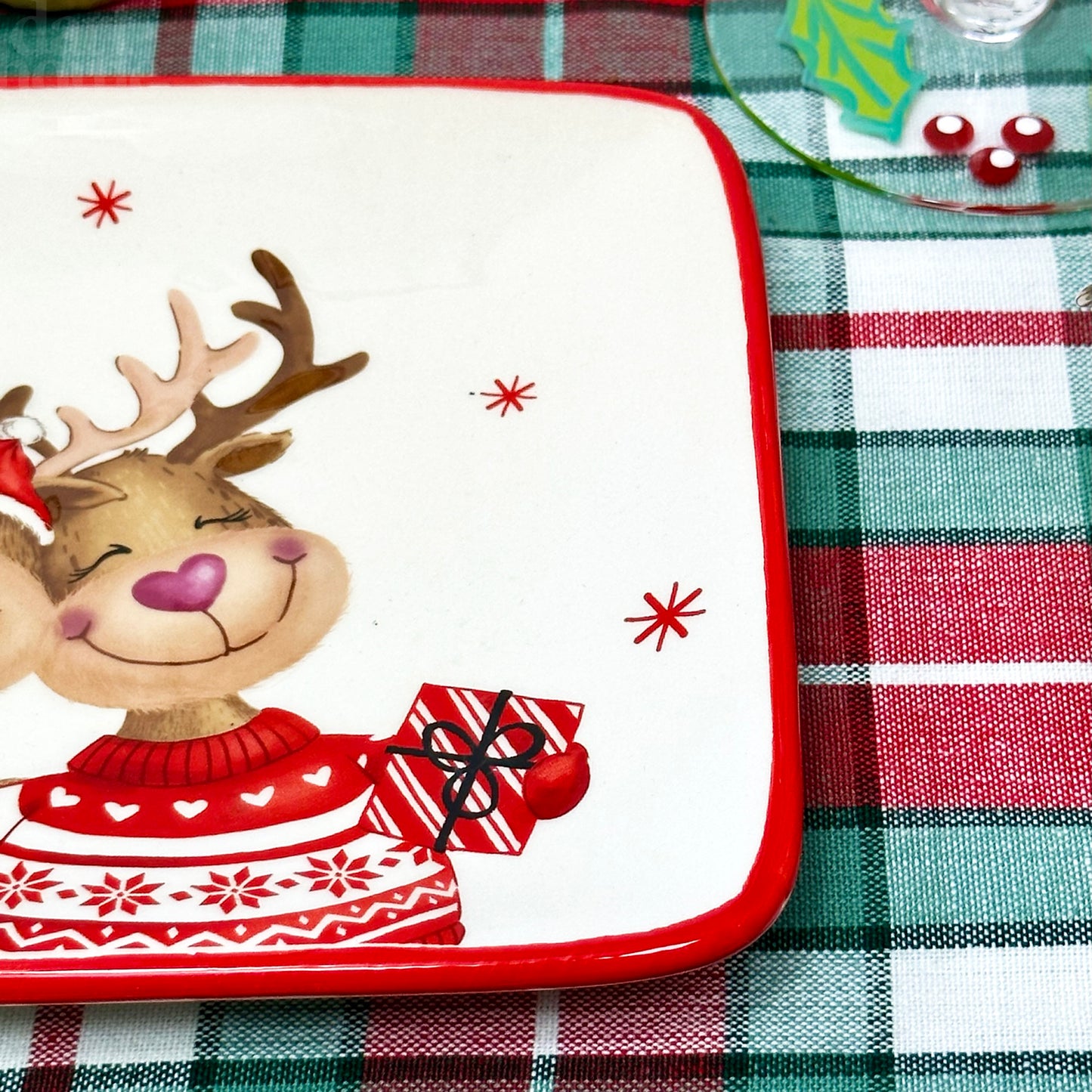 Ceramic Red Reindeer Platter