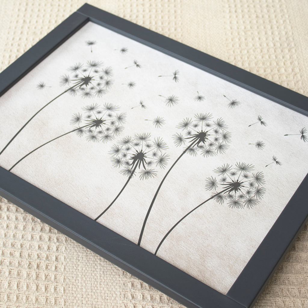 Faux Leather Grey Dandelion Cushioned Laptray