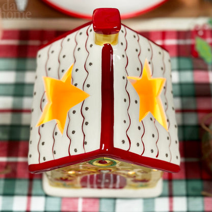 Yellow Christmas House Candle Holder