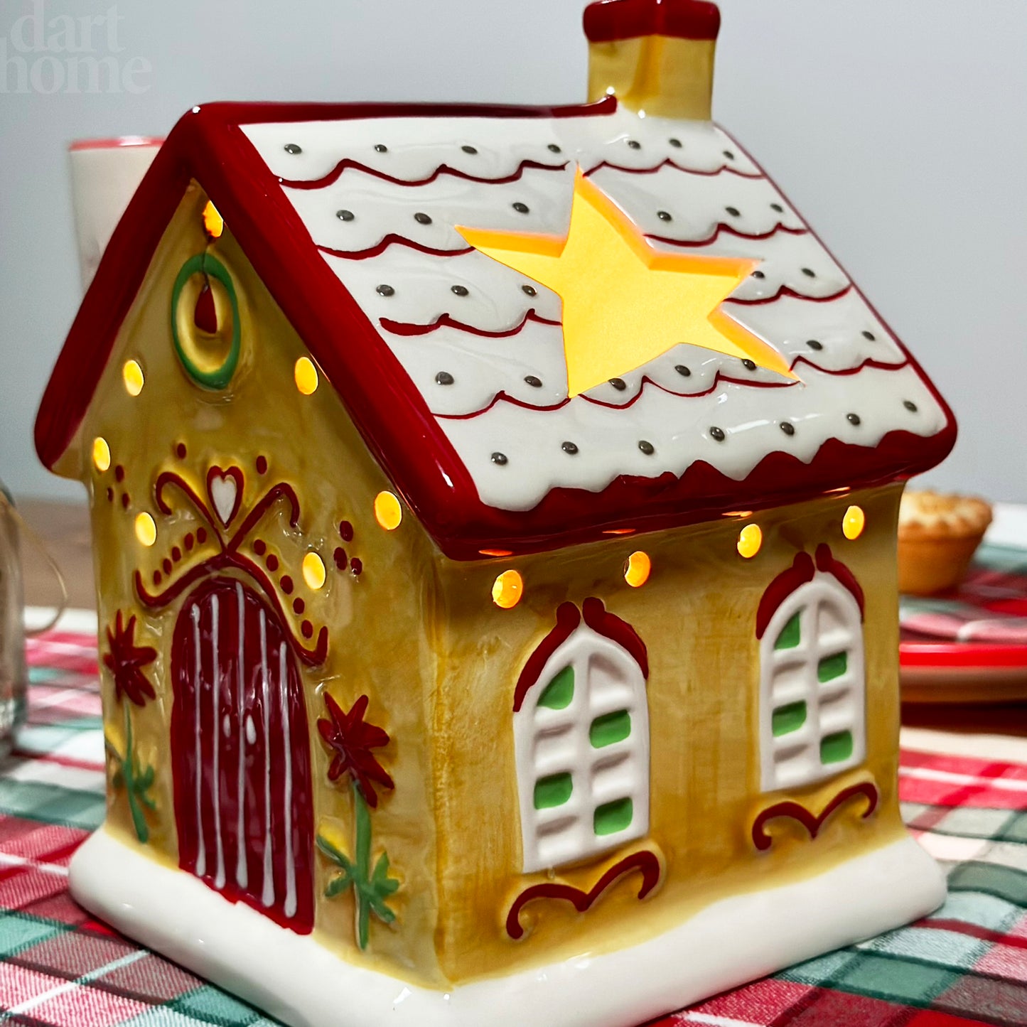 Yellow Christmas House Candle Holder