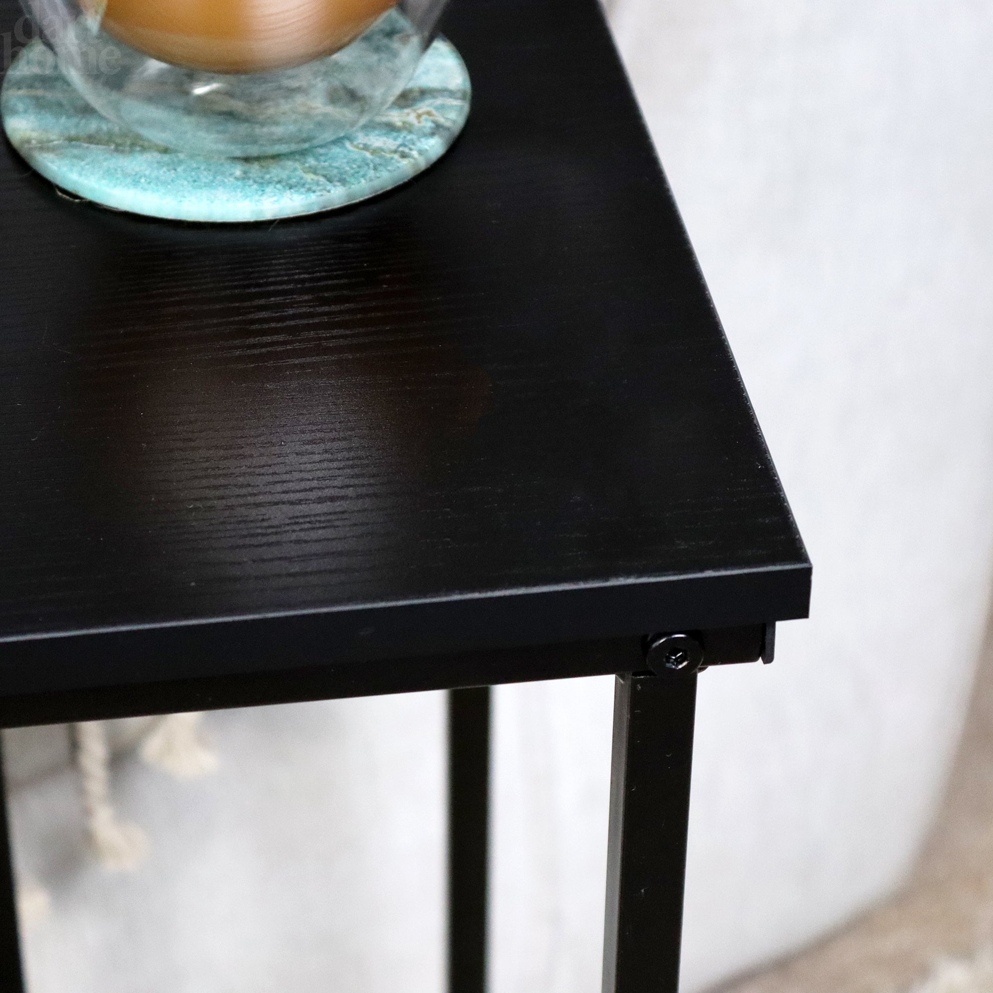 Charlotte C Shaped Black Wood Side Table