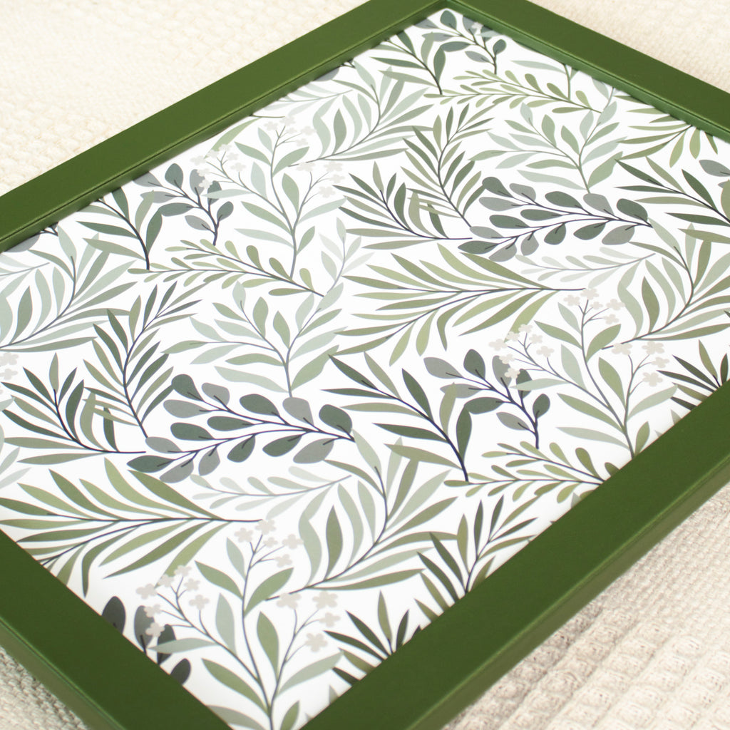Botanical Leaf Faux Leather Cushioned Laptray