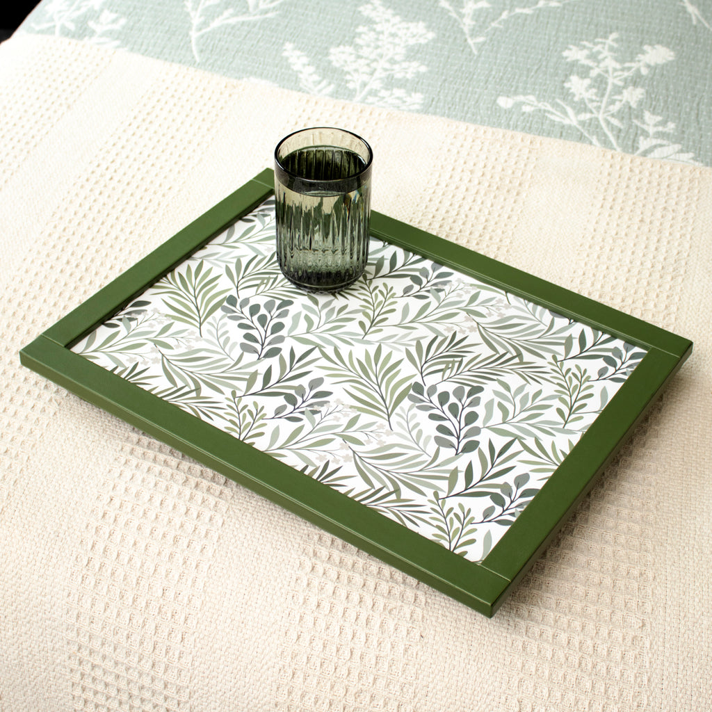 Botanical Leaf Faux Leather Cushioned Laptray