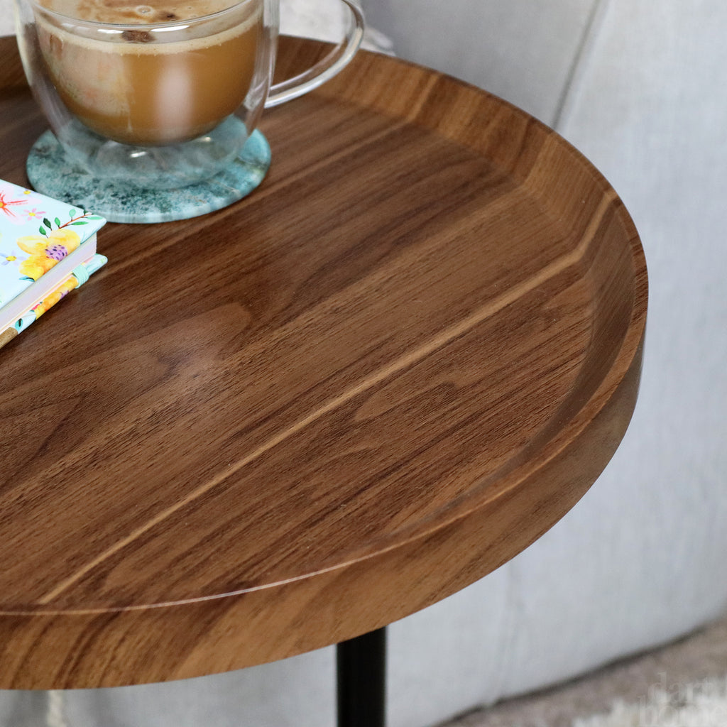 Dark Wood Round Side Table