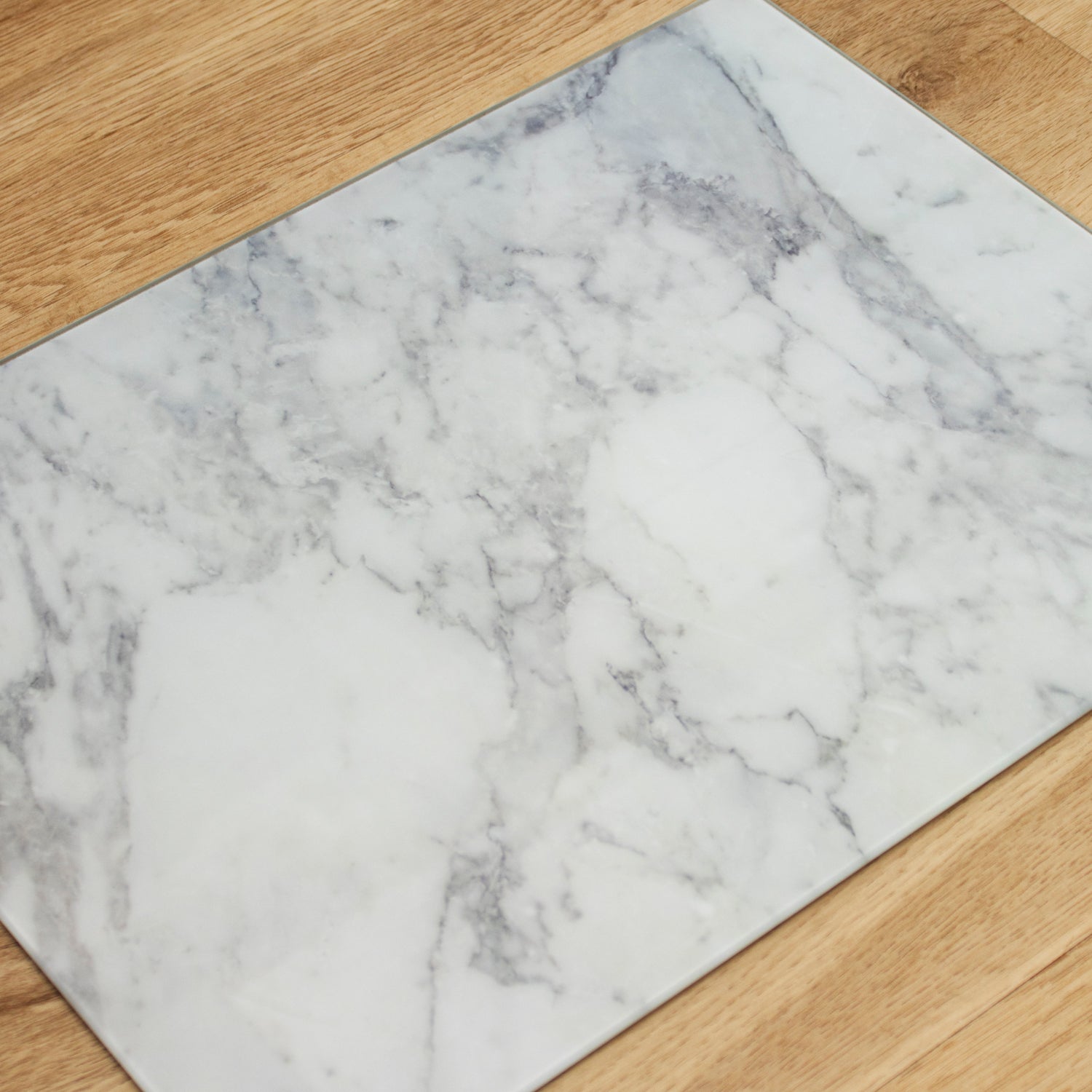 White Marble Effect Glass Worktop Saver