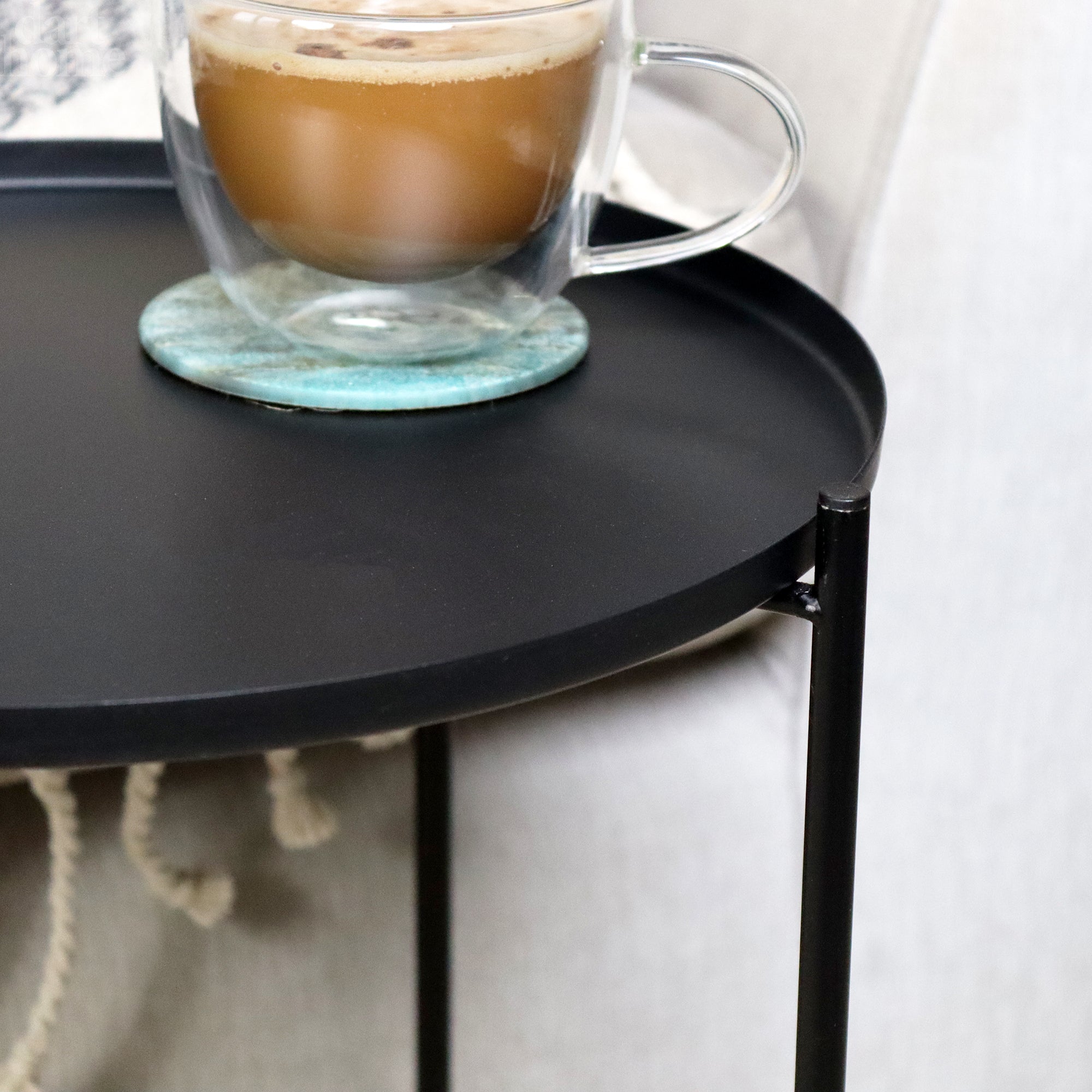 Black Tray Top Folding Side Table