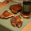 Set Of 4 Teak Root Slice Coasters
