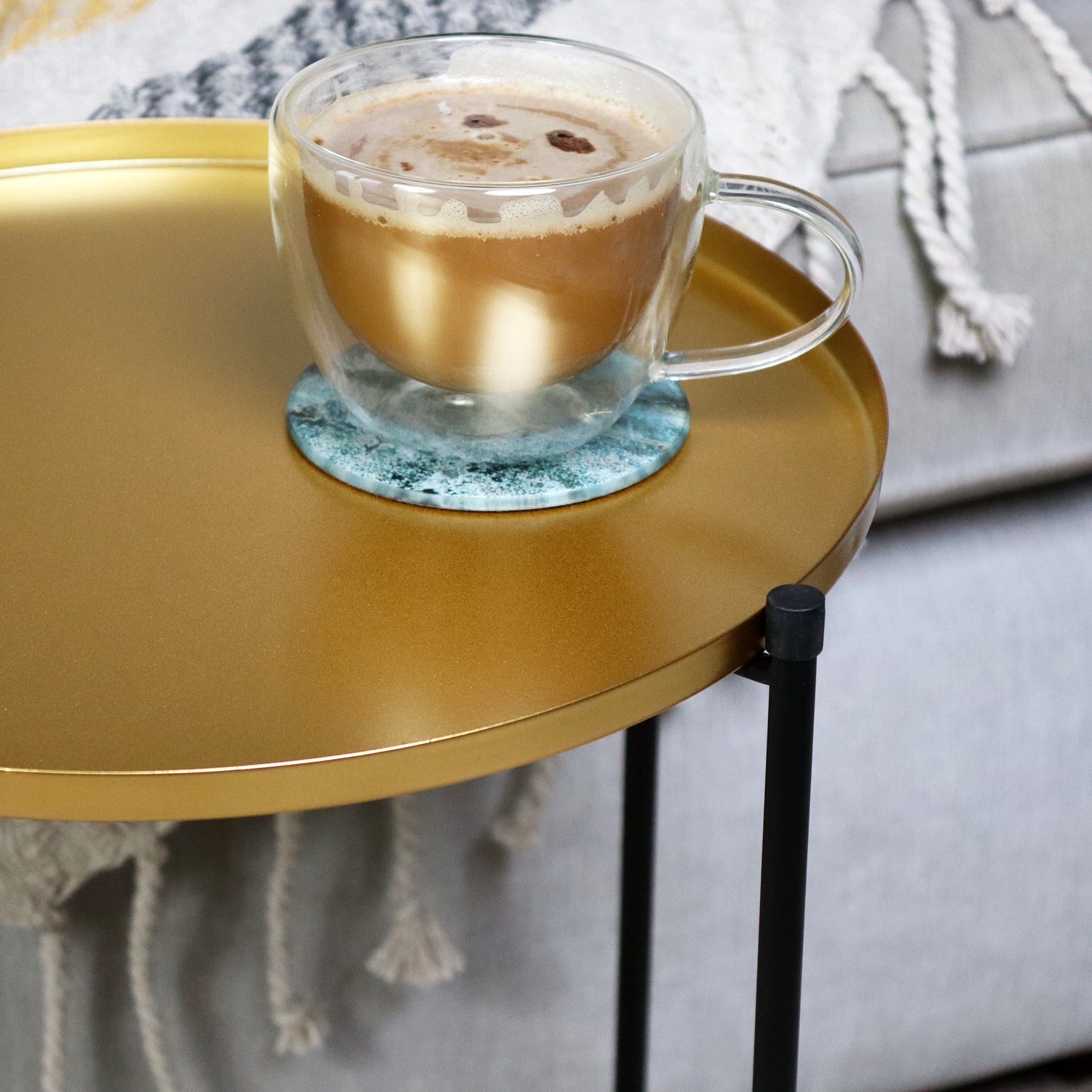 Gold Tray Top Folding Side Table