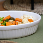 Set Of 2 Oval White Ribbed Roasting Dishes