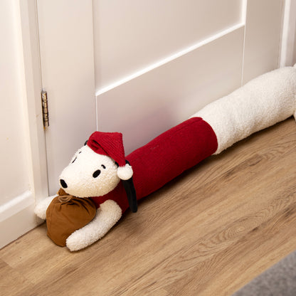 Christmas White Dog Draught Excluder