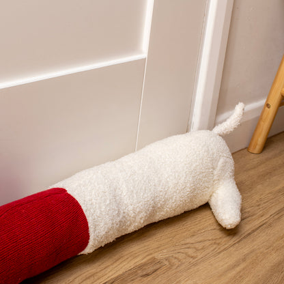 Christmas White Dog Draught Excluder