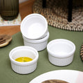 Set Of 4 White Ribbed Ramekins