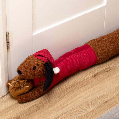 Christmas Brown Dog Draught Excluder