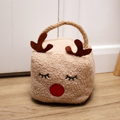 Light Brown Cute Reindeer Cube Doorstop