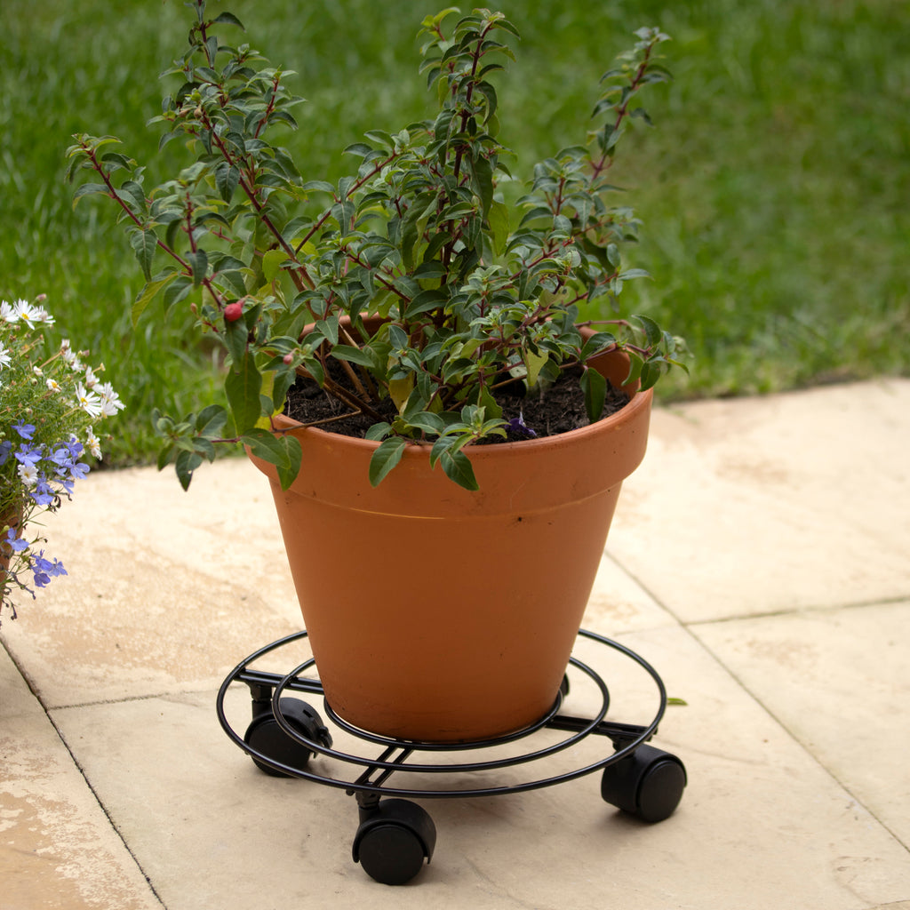 Black Metal Plant Stand On Wheels