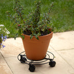 Black Metal Plant Stand On Wheels