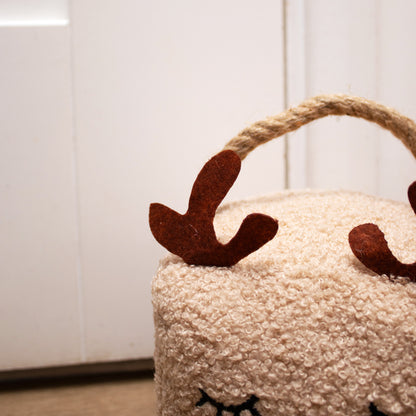 Light Brown Cute Reindeer Cube Doorstop