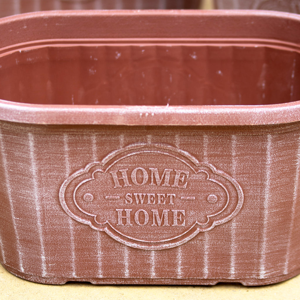Set Of 4 Home Sweet Home Trough Planters