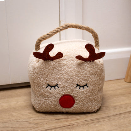 Beige Cute Reindeer Cube Doorstop