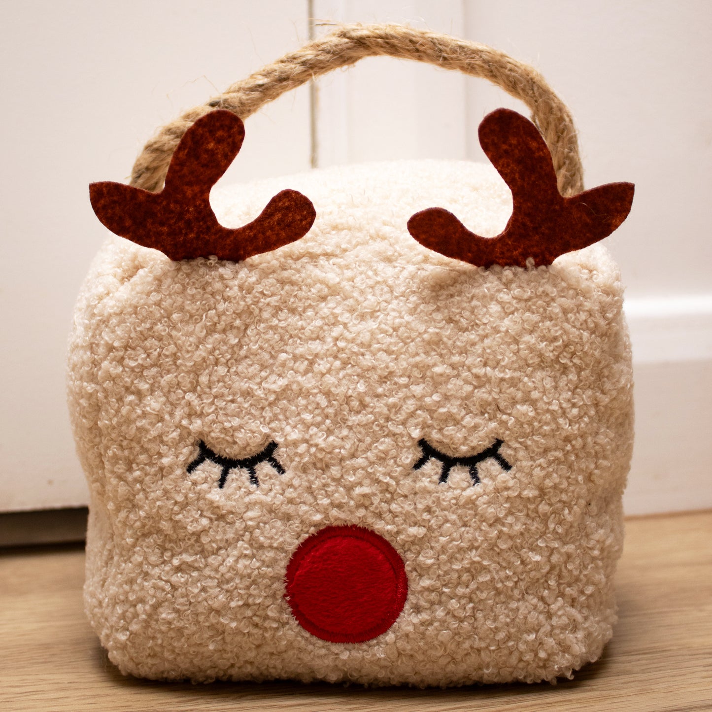 Beige Cute Reindeer Cube Doorstop