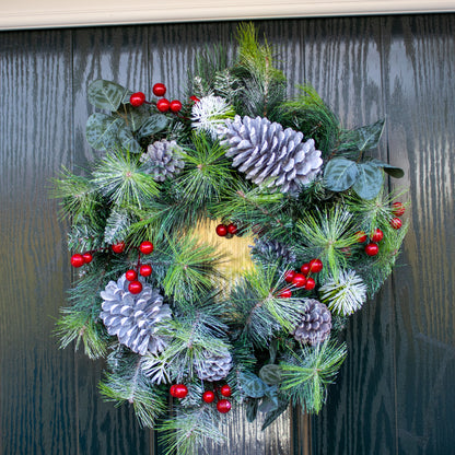 Artificial Snowy Pinecones & Berries Wreath