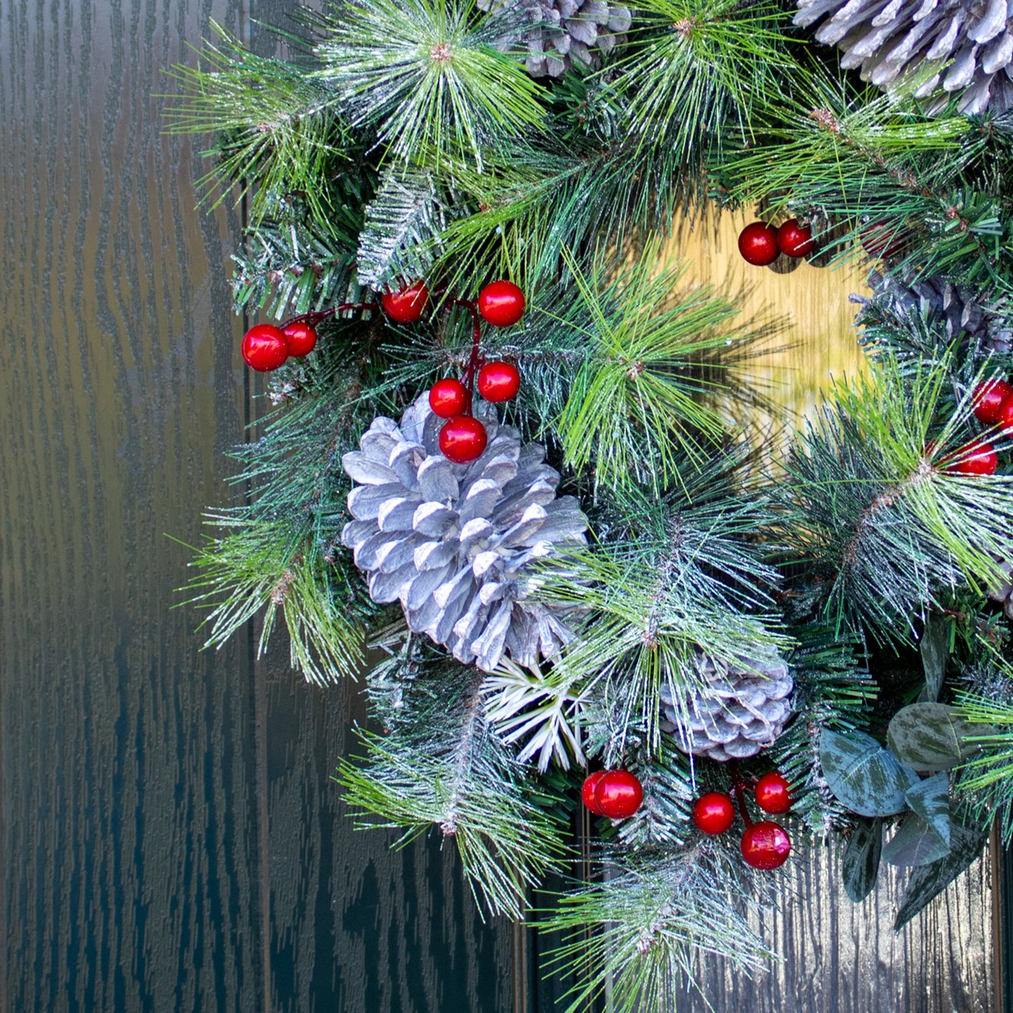 Artificial Snowy Pinecones & Berries Wreath