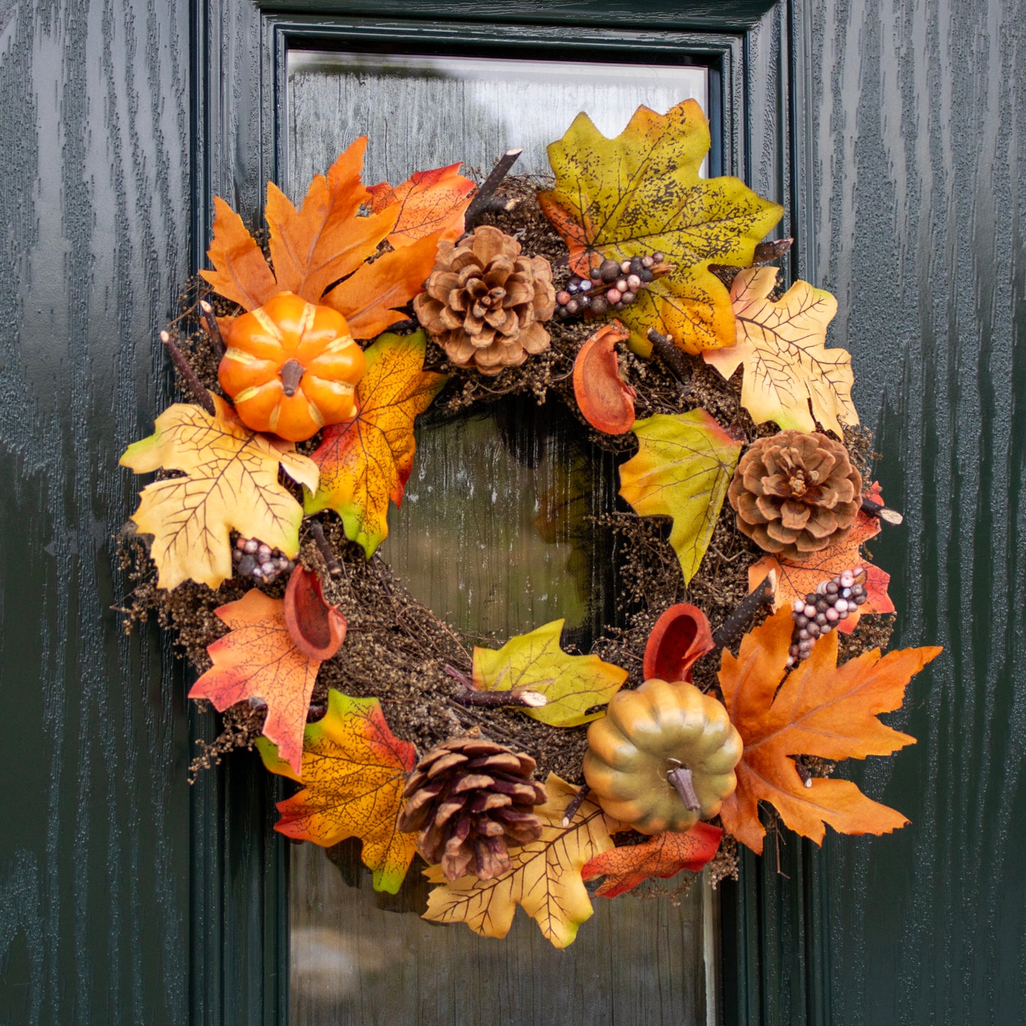 Orange Autumn Leaves Wreath