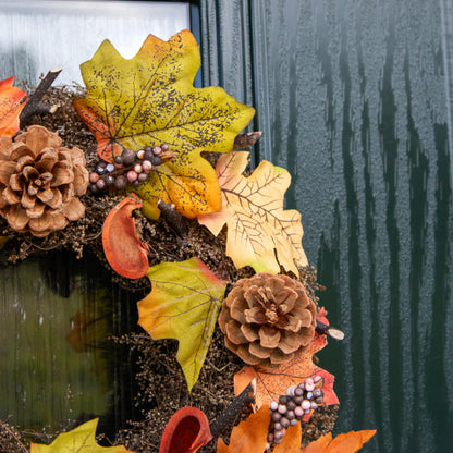 Orange Autumn Leaves Wreath