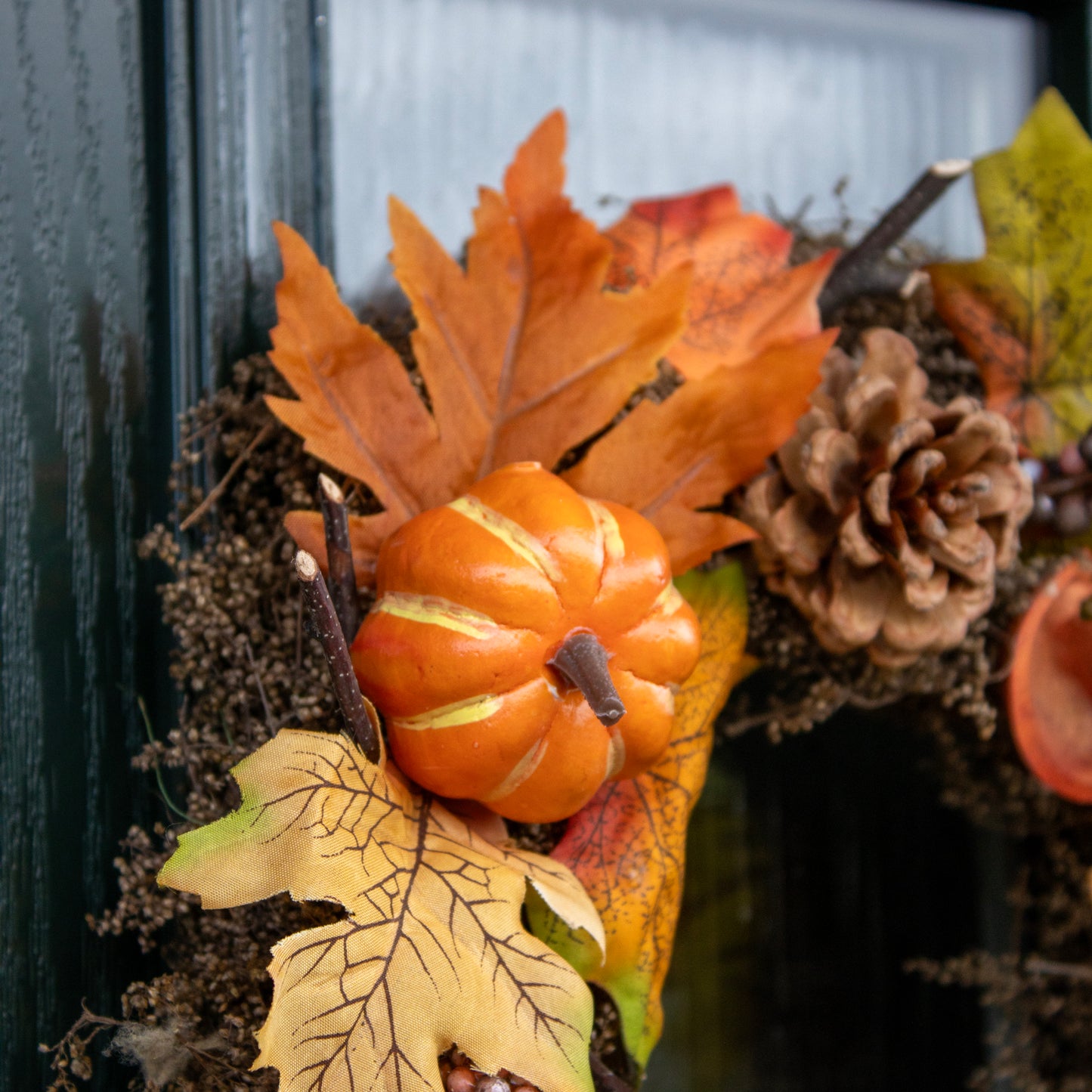 Orange Autumn Leaves Wreath