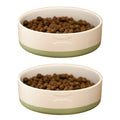Set Of 2 Medium Green Colour Dip Bone Dog Bowls