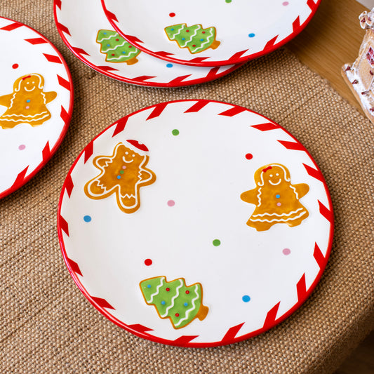 Set of 4 Gingerbread Cookie Side Plates