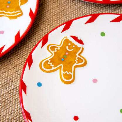 Set of 4 Gingerbread Cookie Side Plates