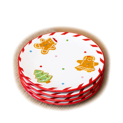 Set of 4 Gingerbread Cookie Side Plates